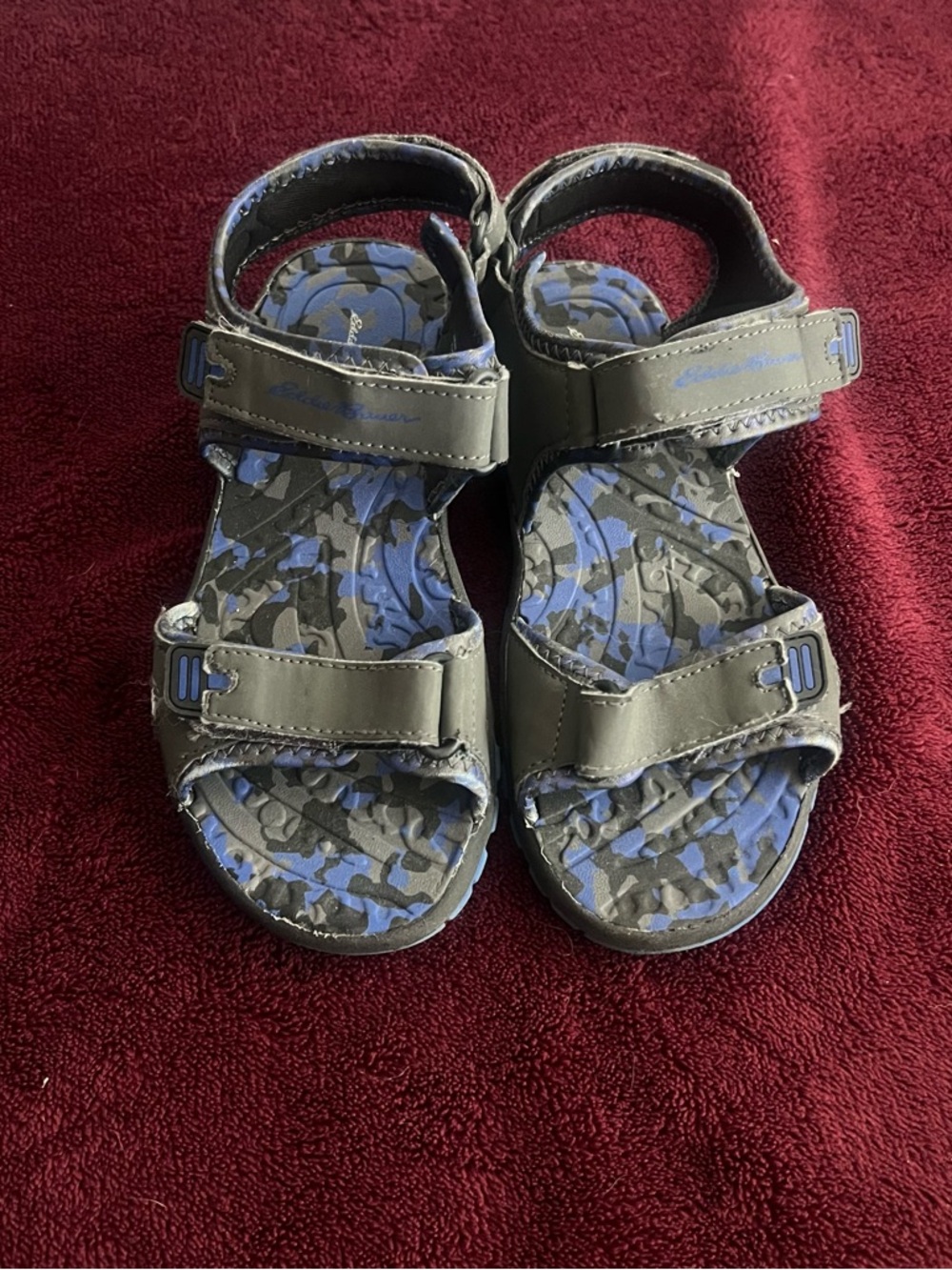 Eddie Bauer Kids Camouflage Footbed Sandals in Blue and Black